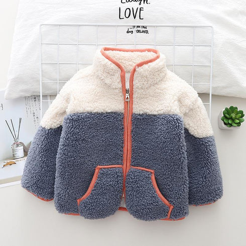 Autumn and winter boys plus velvet warm long sleeve coat